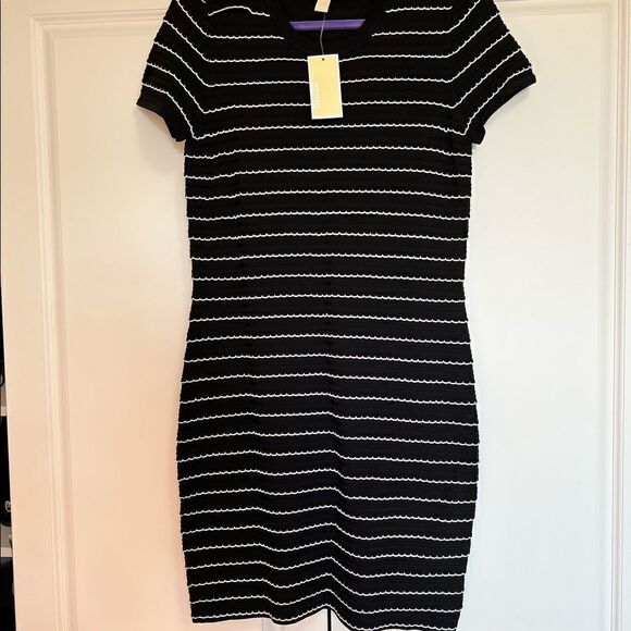 Michael Kors Scalloped-Stripe Sweater Dress - Picture 4 of 14